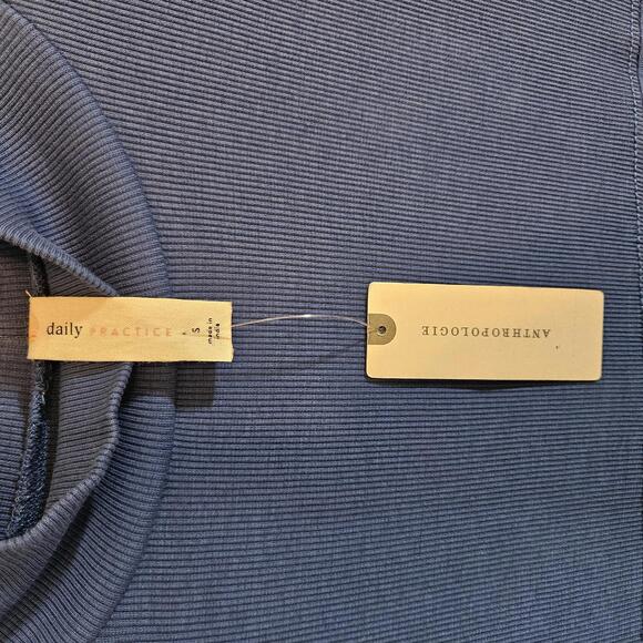 Women's Anthropologie blue fit and flare midi ribbed dress. Small. NWT - Picture 3 of 5